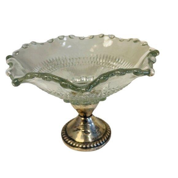 Vintage Duchin Creation Sterling Silver Glass Compote Nut Candy Dish On Base - Picture 3 of 5